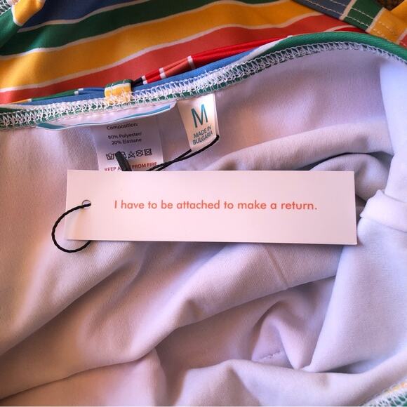 ModCloth NWT Greta Rainbow Stripe Detachable Belt High-Waisted Bikini Bottom MD - Picture 11 of 13